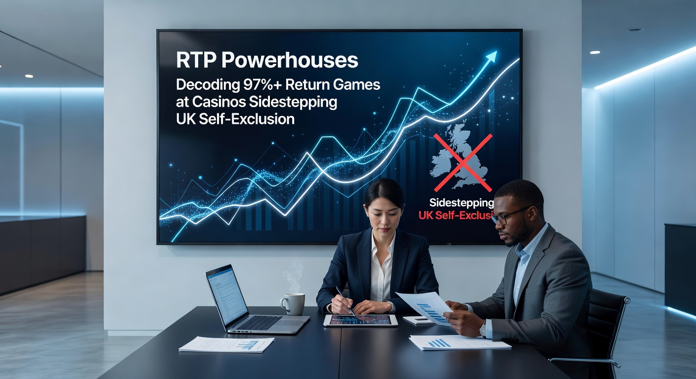 Casino dashboard showcasing high RTP slots with payout graphs and international licensing badges, illustrating accessible high-return gaming